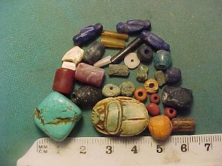 30,  Ancient Beads Circa 1000 Bc - 700 Ad,  Egyptian Scarab Amulet photo