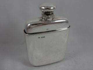 Huge Solid Silver Hip Flask,  1909,  310gm photo
