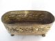 Vintage Brass Planter Embossed Cabbage Rose England Claw Feet Hearth Ware photo 1