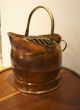 Antique Brass And Copper Fireplace Scuttle,  Coal Ash Bucket Hearth Ware photo 2