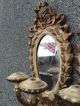 Antique Pair Italian Wood Mirror Gold Gilt Girandole Wall Sconces Candelabra Chandeliers, Fixtures, Sconces photo 8