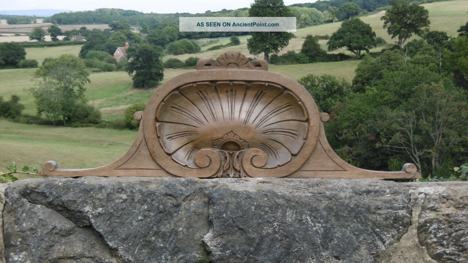 19thc Oak Carved Shell Pediment C.  1870 (2) Other Antique Woodenware photo