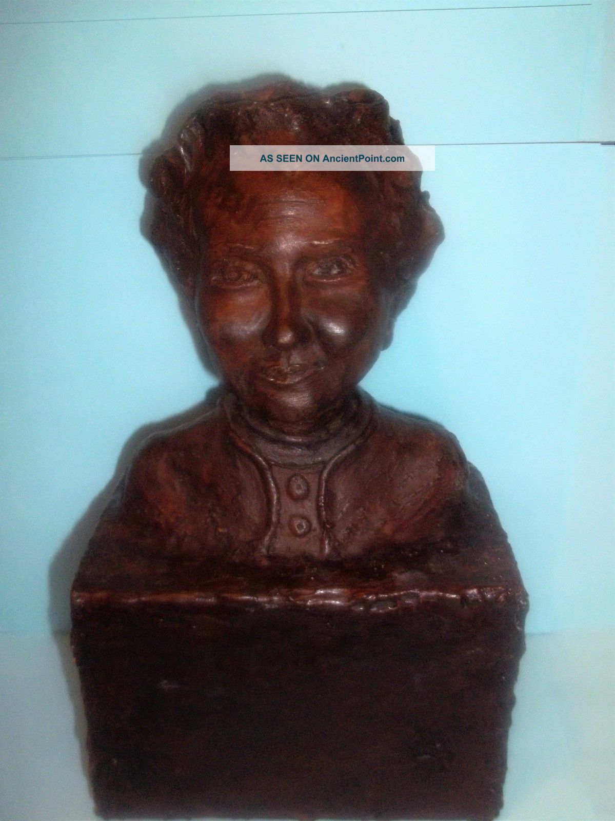 Antique Hand Carved Wooden Bust Of A Woman 10 