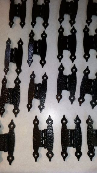 28 H Style Hammered Black Cabinet Doors Hinges 3/8 Offset,  20 Drawer Pulls 48pc photo