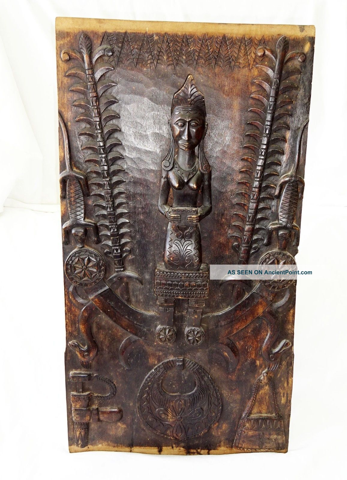 Indonesian Nias Island Tribal Carved Panel Female Ancestral Figure (eic) Pacific Islands & Oceania photo