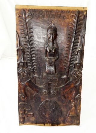 Indonesian Nias Island Tribal Carved Panel Female Ancestral Figure (eic) photo