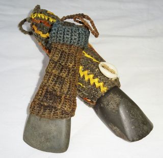 2x Central Guinea Dani Tribe Small Ceremonial Hand Adzes - Finger Chop (eic) photo