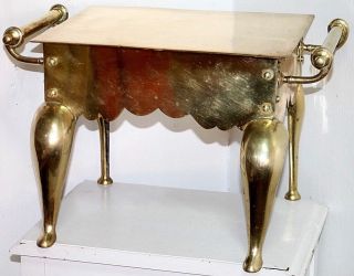 Large Primitave Victorian Brass Footman.  Fireplace Trivet Plate Or Foot Warmer. photo