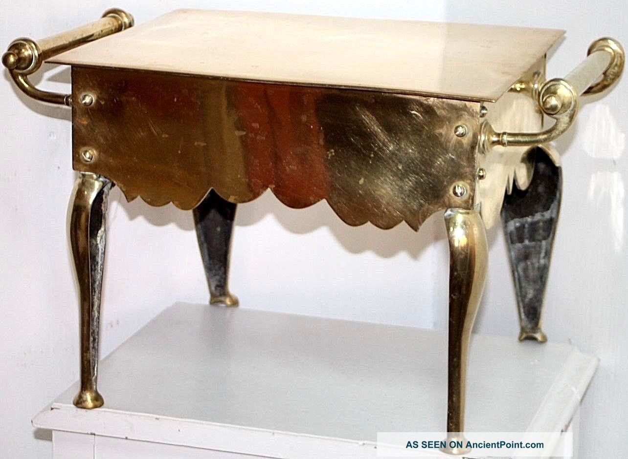 Large Primitave Victorian Brass Footman. Fireplace Trivet Plate Or Foot