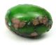 Antique Leo Popper Glass Button Green Pink Silver Oval - 7/16 