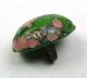Antique Leo Popper Glass Button Green Pink Silver Oval - 7/16 