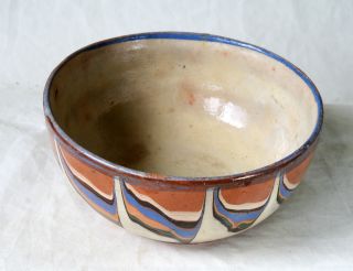 Antique 19`c Ottoman Empire Handmade Redware Glased Pottery Ceramic Dish Bowl 08 photo