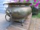 Large Vintage Antique Victorian Brass Lion Head Planter Centerpiece Bowl Pot Metalware photo 3