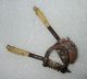 Antique Old India Fine Miniature Hand Carved Iron And Horn Work Betel Nut Cutter India photo 2