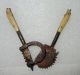 Antique Old India Fine Miniature Hand Carved Iron And Horn Work Betel Nut Cutter India photo 7