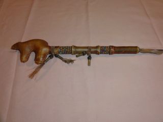 Antique Repro Native American Indian Sioux Hand Made Bear Rattle photo