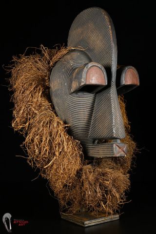 Fine Songye - Style Kifwebe Mask W/custom Stand Drc photo