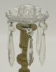 Pair 2 Matching Antique Glass Candle Insert Holders W Dangling Crystals Other Antique Home & Hearth photo 1