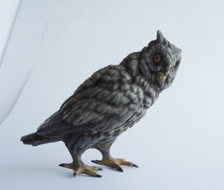 Vienna Austria Antique Cold Painted Bronze Large Owl Hooters Figurine Not Signed photo