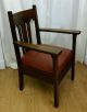 Antique Tiger Oak Mission Style Wood Arm Chair.  Early 1900s.  Very Sturdy 1900-1950 photo 1