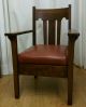 Antique Tiger Oak Mission Style Wood Arm Chair.  Early 1900s.  Very Sturdy 1900-1950 photo 2