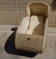 Vintage Cream Wicker Baby Stroller Buggy With Metal Fenders,  Spring Suspension Baby Carriages & Buggies photo 2