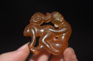Old Chinese Antique Jade Hand Carved Characters Statue Pendants Amulet S20 photo