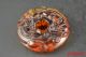 China Culture Style Collectible Amber Handwork Carve 2 Dragon Cycle Pendant Necklaces & Pendants photo 2