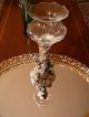 Gorgeous Art Nouveau Silver Vase 22cm With Incolor Glass Insert On Sculpted Foot Metalware photo 1