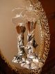 Gorgeous Art Nouveau Silver Vase 22cm With Incolor Glass Insert On Sculpted Foot Metalware photo 4