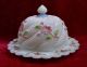Antique Northwood White Opaline Glass Apple Blossom Covered Butter/cheese Dish Other Antique Glass photo 1