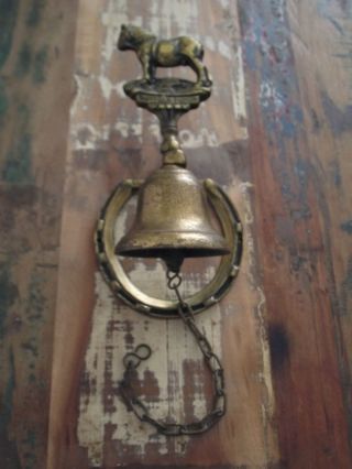 Brass Outdoor Bell Heavy Horse Suffolk Punch Horseshoe photo