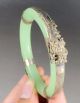 Chinese Old Silver Dragon Phoenix Hand - Carved Green Jade Bracelet Bracelets photo 1