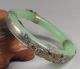 Chinese Old Silver Dragon Phoenix Hand - Carved Green Jade Bracelet Bracelets photo 2