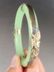 Chinese Old Silver Dragon Phoenix Hand - Carved Green Jade Bracelet Bracelets photo 3
