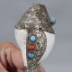 Chinese Antique Tibetan Silver & Turquoise Handwork Conch Statue C729 Necklaces & Pendants photo 3