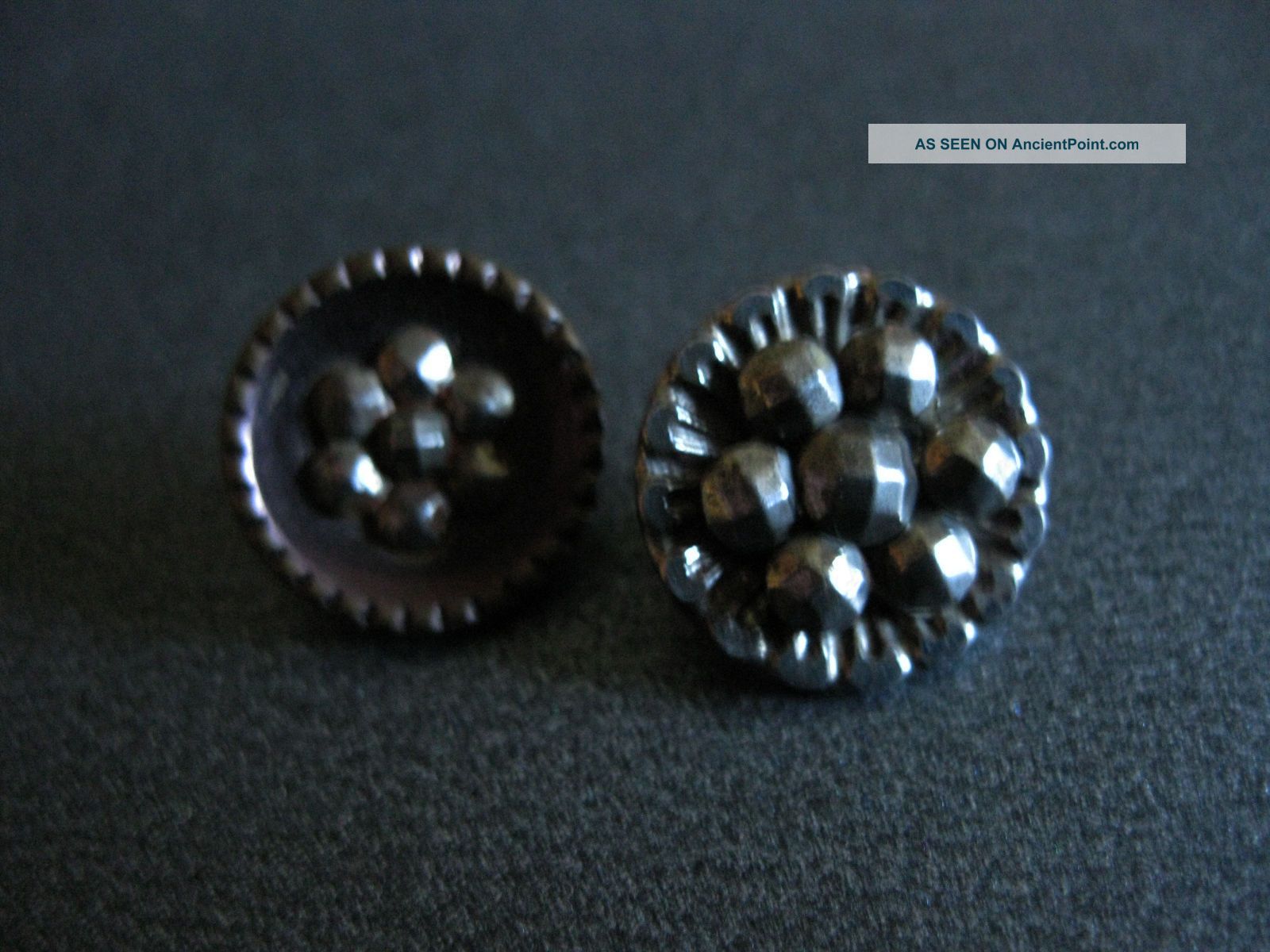 2 Antique Brass Cut Steels Button Buttons photo