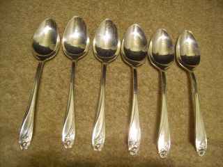 6 Rogers 1950 Daffodil Pattern Place Or Oval Soup Spoons Is Silverplate Flatware photo