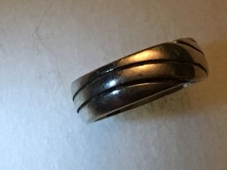 Vintage Sterling Silver Ring W/ Wavy Line Design 925 - See Pix For Size & G photo