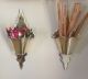 Antique Victorian Pair Brass & Copper Fireplace Spill Vases.  Decorative Pockets Hearth Ware photo 5