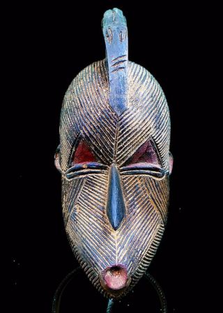 Tribal Songye Mask With Bird - - - - - D R Congo photo
