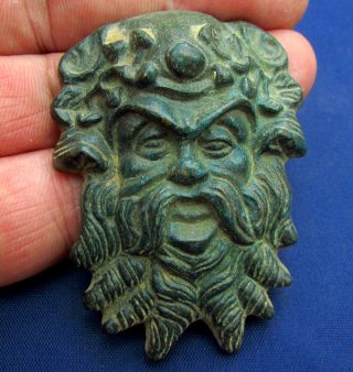 Rare Relic - Roman Bronze Bust - Mask Of God Zeus 1st Century Ad (1313 -) photo