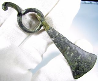 Very Rare Ancient Celtic Bronze Axe - Shaped Warrior ' S Pendant - Wearable - 170 photo