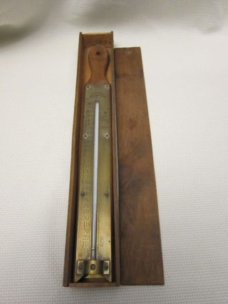 Large 19th C.  Maple Syrup Thermometer Brass And Wood Vermont Farm Machine Co. photo