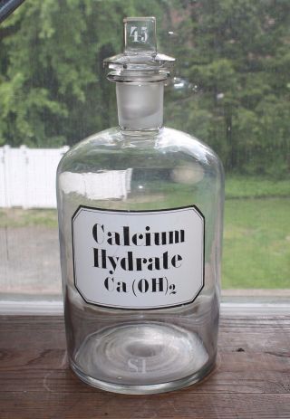 Massive Antique Apothecary Lab Bottle Glass Label Stopper Pontil 1.  5 Gallon photo