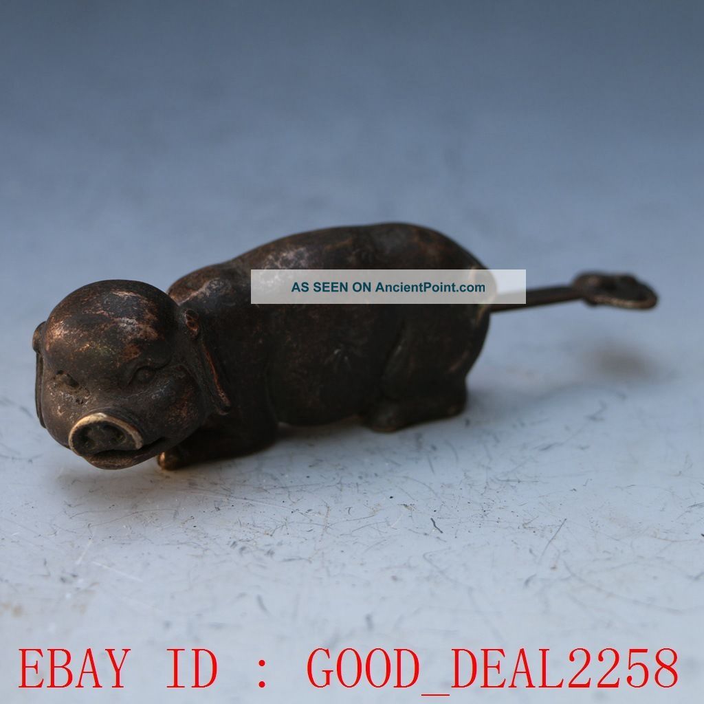 Rare Collectibles Chinese Old Style Brass Carved Pig Lock With Key Other Antique Chinese Statues photo