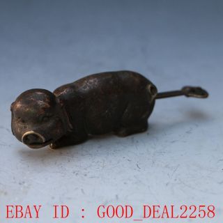 Rare Collectibles Chinese Old Style Brass Carved Pig Lock With Key photo