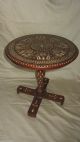 Antique Anglo Indian Hashiarpur Shisham Wood Inlay Occasional Table Middle East photo 1