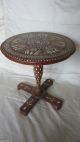Antique Anglo Indian Hashiarpur Shisham Wood Inlay Occasional Table Middle East photo 4