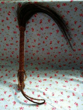 Vintage Woven Leather Horse Hair Fly Swatter Whisk photo